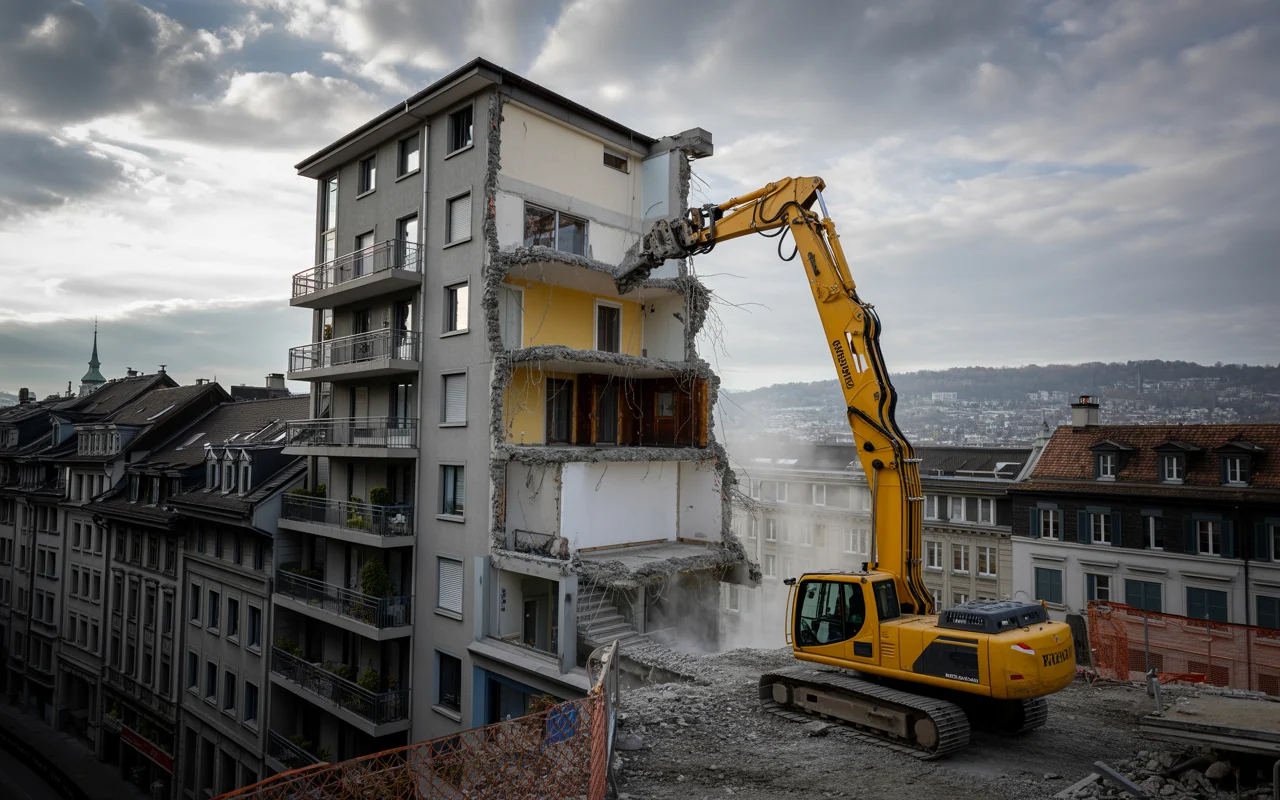 Wohngebäude-Abriss – Zürich, Schweiz